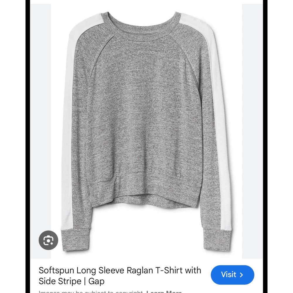 Gap Softspun Long Sleeve Raglan T-Shirt Heather Gray White Side Stripe Small